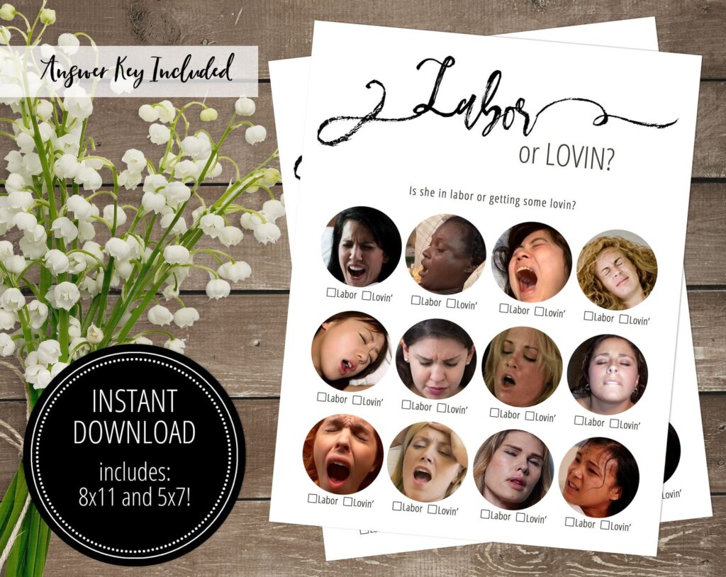 labor or lovin - inappropriate baby shower game