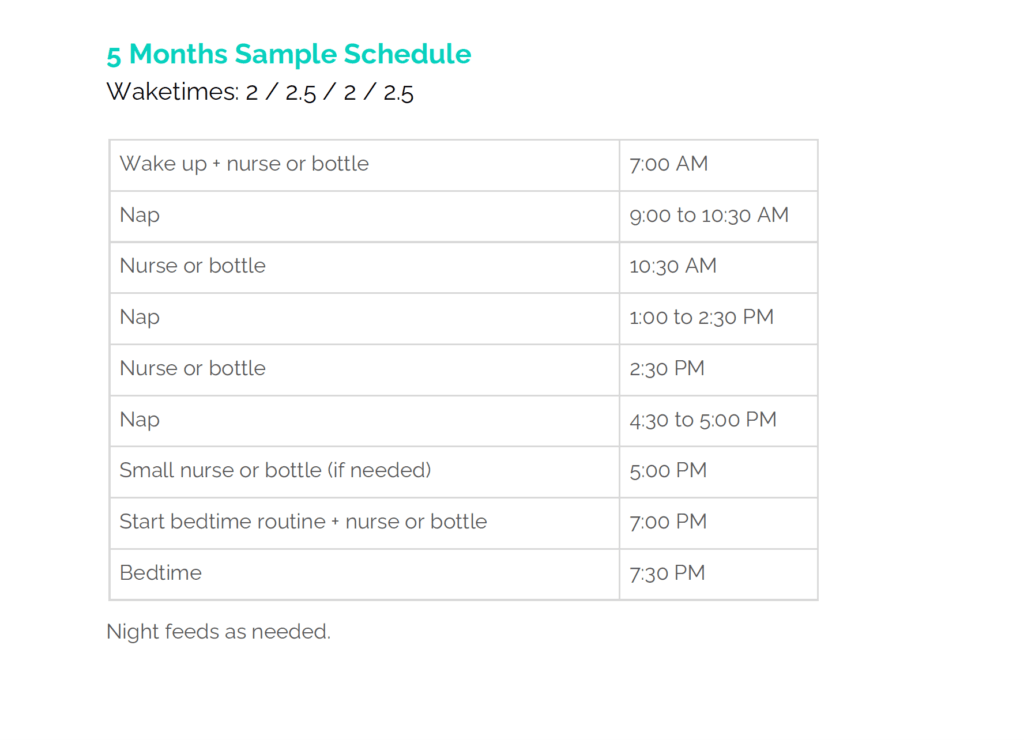 sample 5-month old Babywise schedule