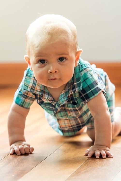 5 month old baby crawling