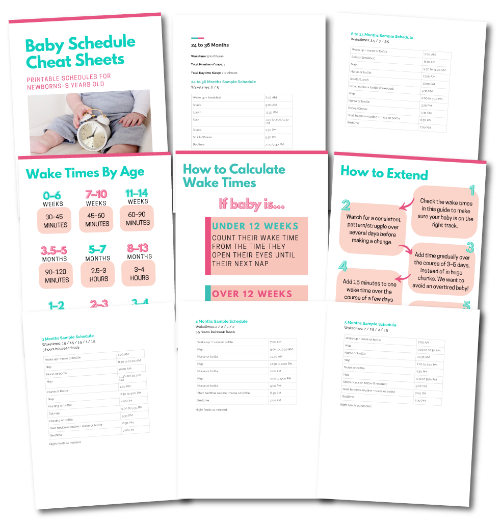 baby schedule cheat sheets pages