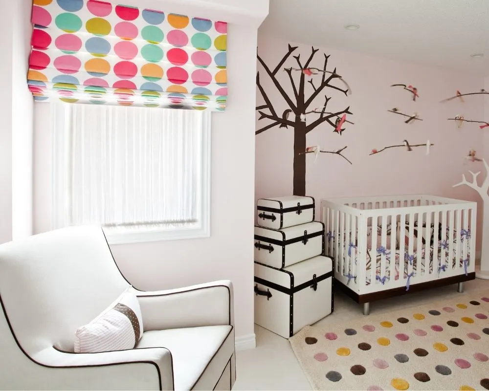 picture of baby nursery with blackout curtains - a baby registry must have