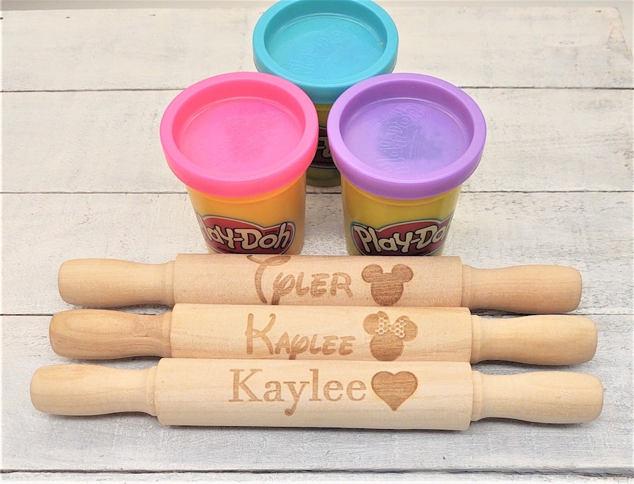 Play Doh and personalized rolling pin