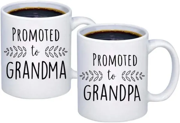 promoted to grandma and grandpa coffee mugs