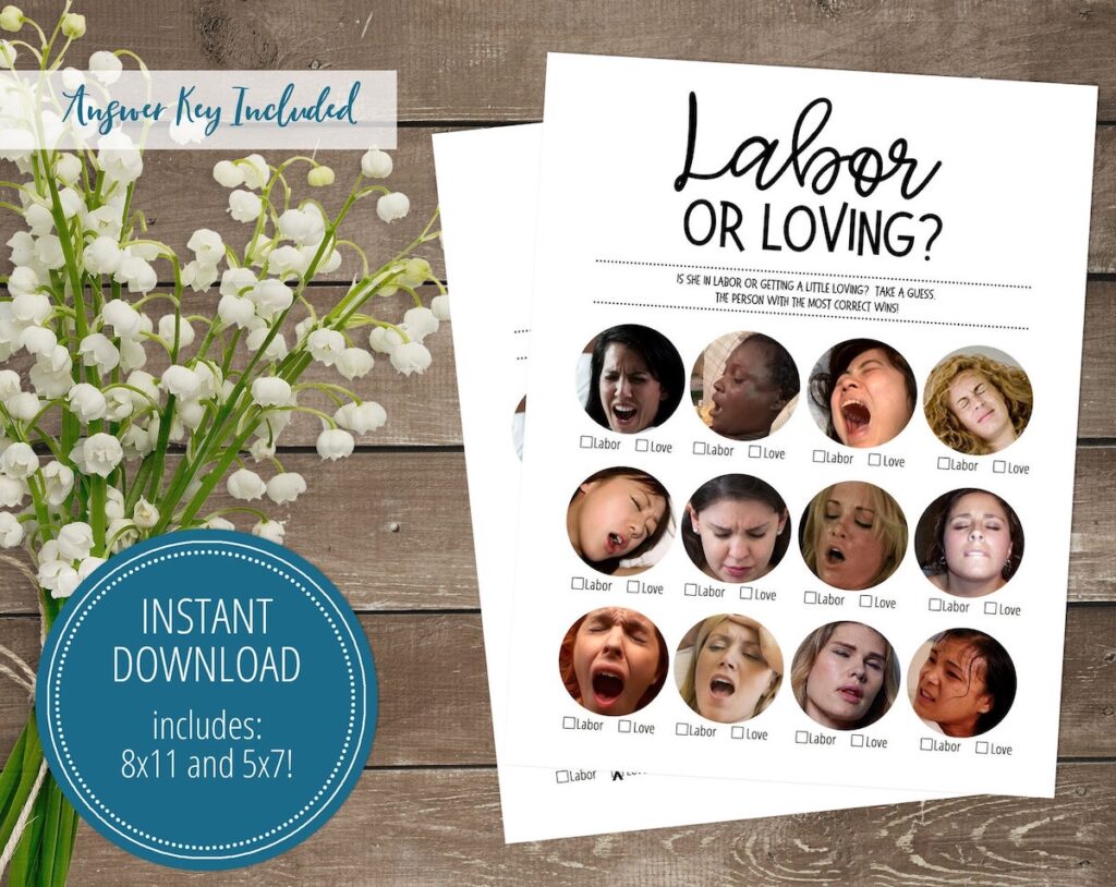 labor or loving coed baby shower game
