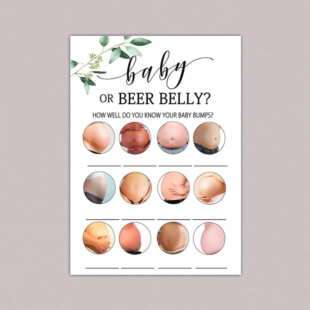 baby or beer belly coed baby shower game