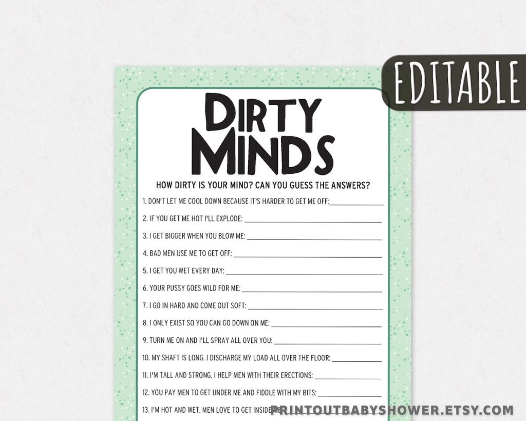 dirty minds baby shower printable