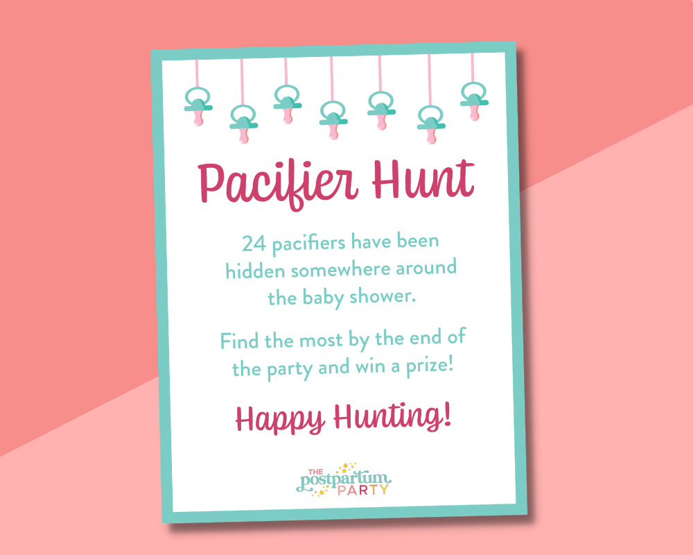 pacifier hunt baby shower game mockup