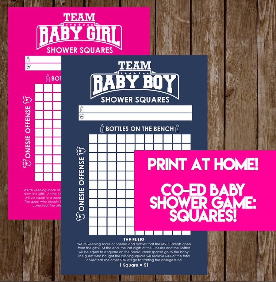 baby shower game - shower squares