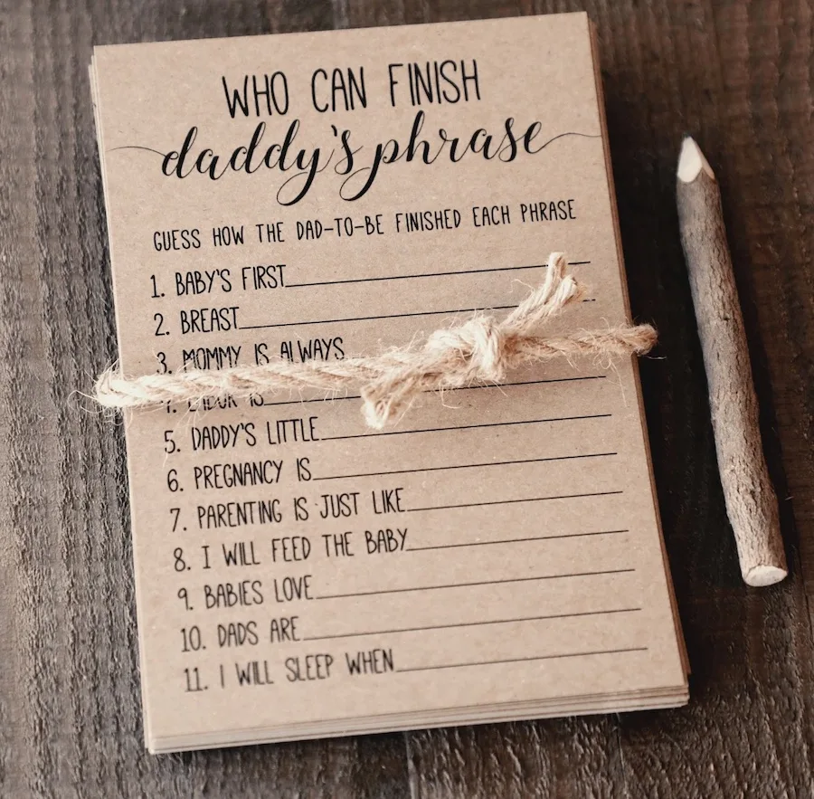 Who can finish daddy's phrase baby shower game