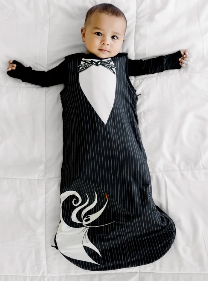 baby sleep sack with Jack Skellington