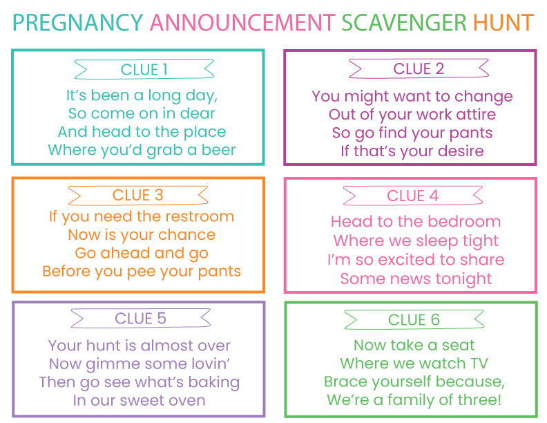 scavenger hunt as a way to tell your husband you're pregnant
