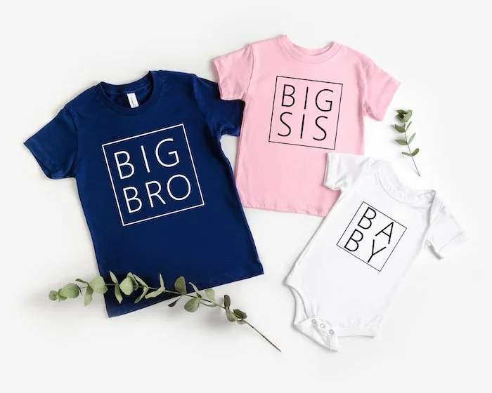 Big bro, big sis, and baby shirts