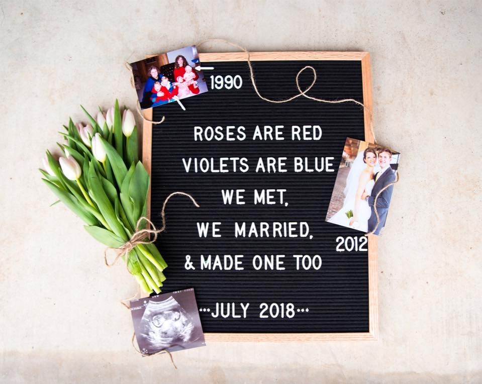 letter board pregnancy announcement to husband