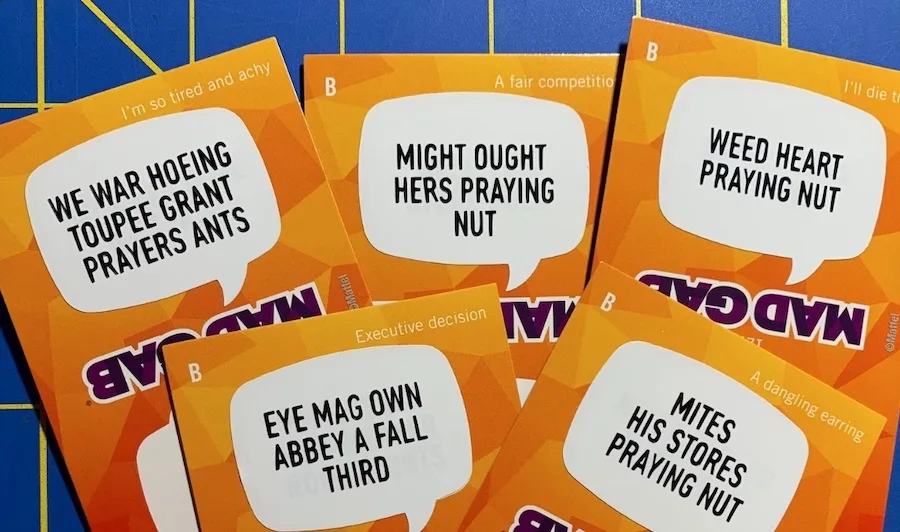 Mad Gab style game cards as a way to announce pregnancy