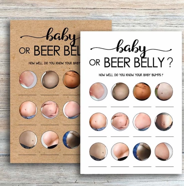 beer or baby bump baby shower game