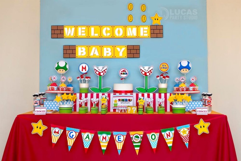 Super Mario themed baby shower