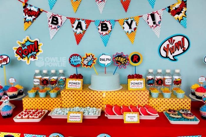 Superhero themed baby shower for boy
