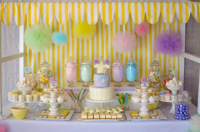 cotton candy decorated baby shower