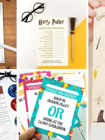 Harry Potter baby shower games collage