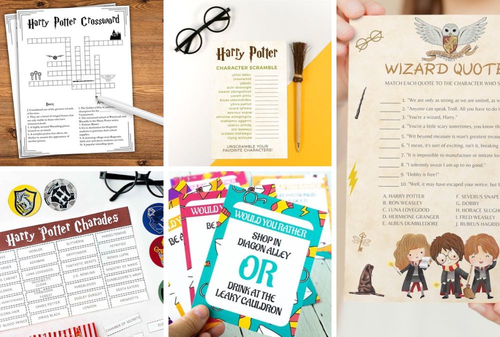 Harry Potter baby shower games collage