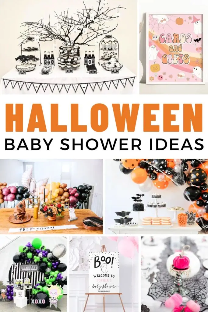 Halloween baby shower pin image