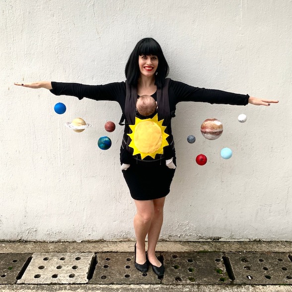 Solar system Halloween maternity costume