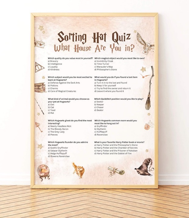 Harry Potter sorting hat baby shower game