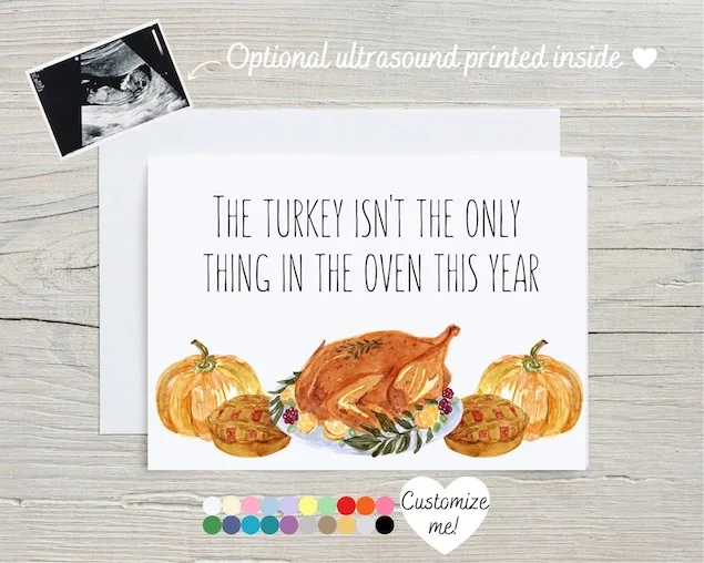 Thanksgiving pregnancy announcement greeting card