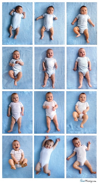 Monthly baby picture ideas on daddy's baby blanket