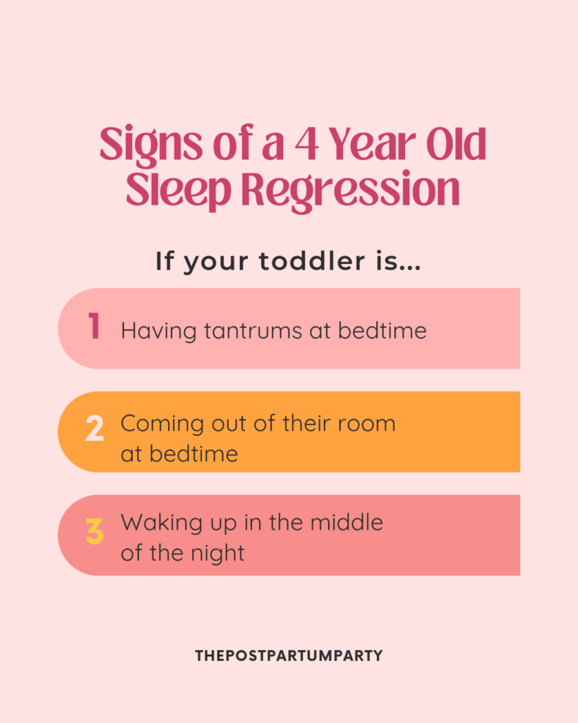 Graphic of signs of a 4 year old sleep regression
