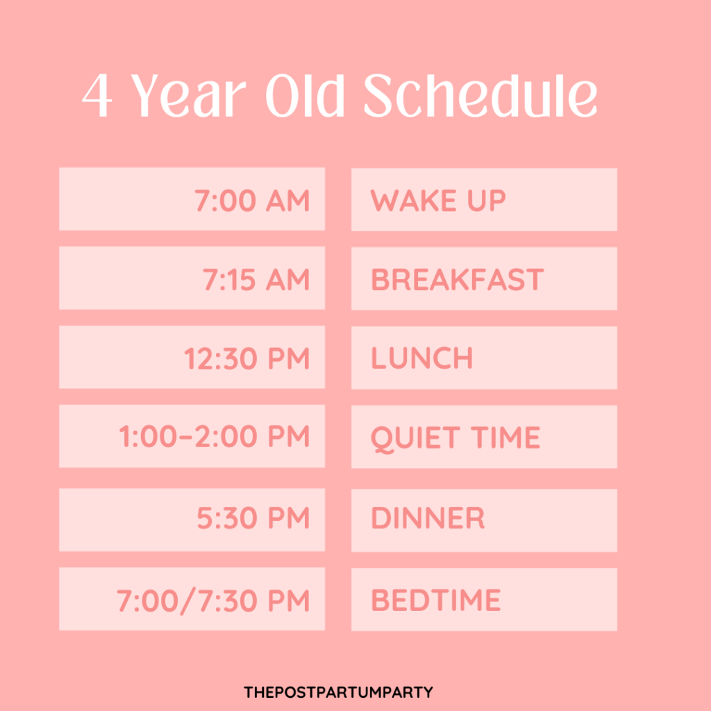 graphic of a 4 year old sleep schedule