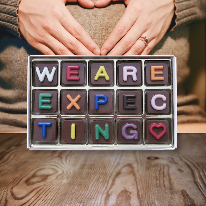 chocolate pregnancy announcement