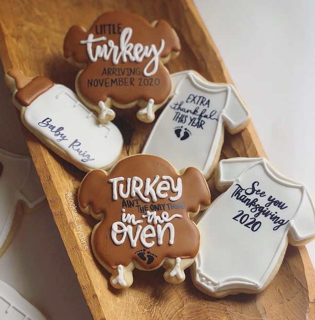 Thanksgiving cookies to announce pregnancy