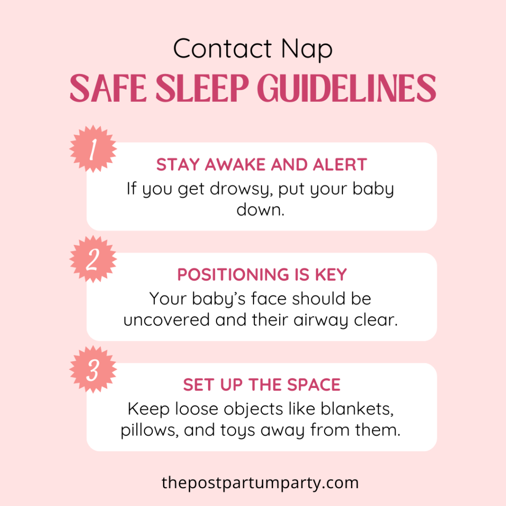 how to safely do contact naps graphic