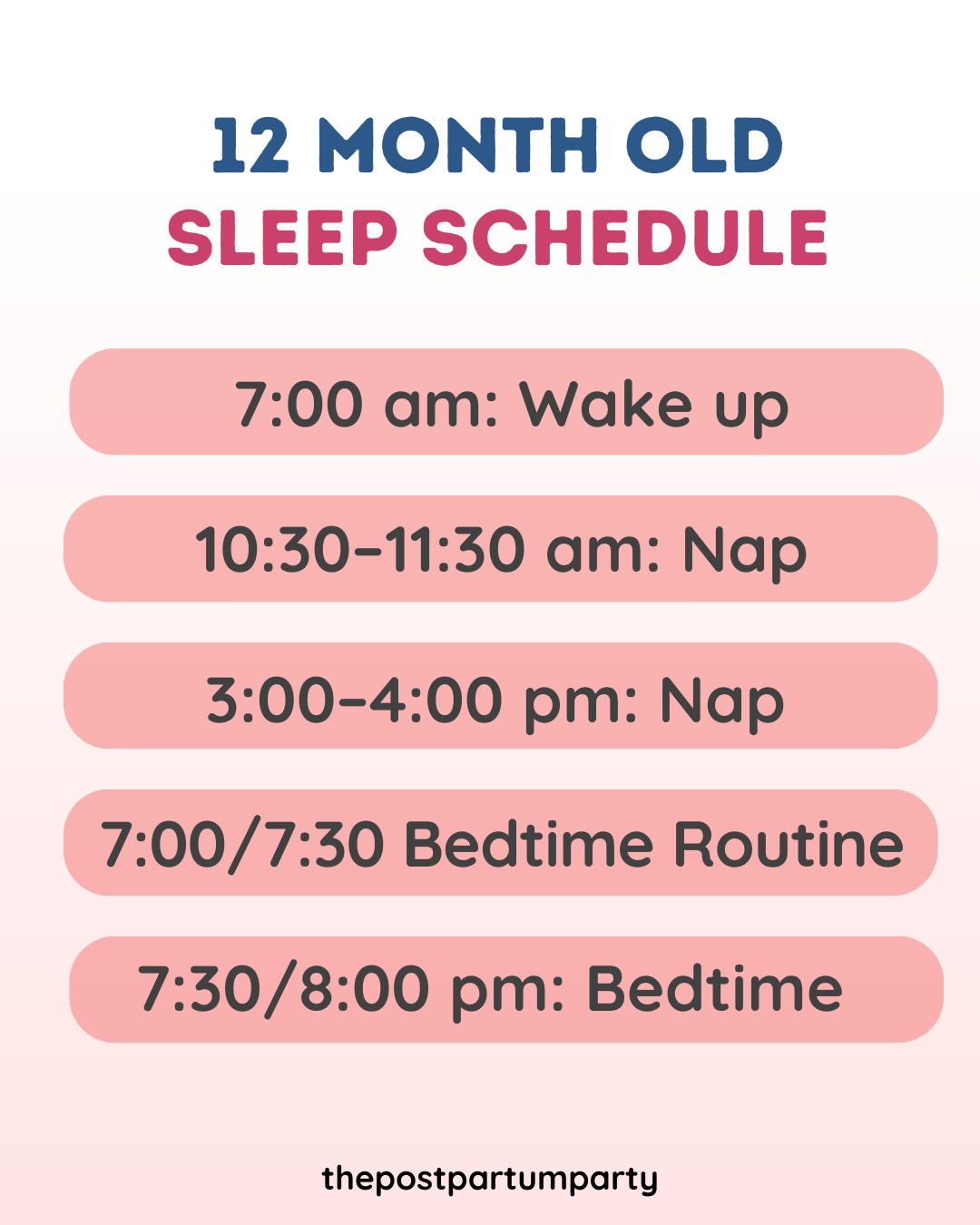 12 Month Old Sleep Schedule (Naps & Bed) - The Postpartum Party