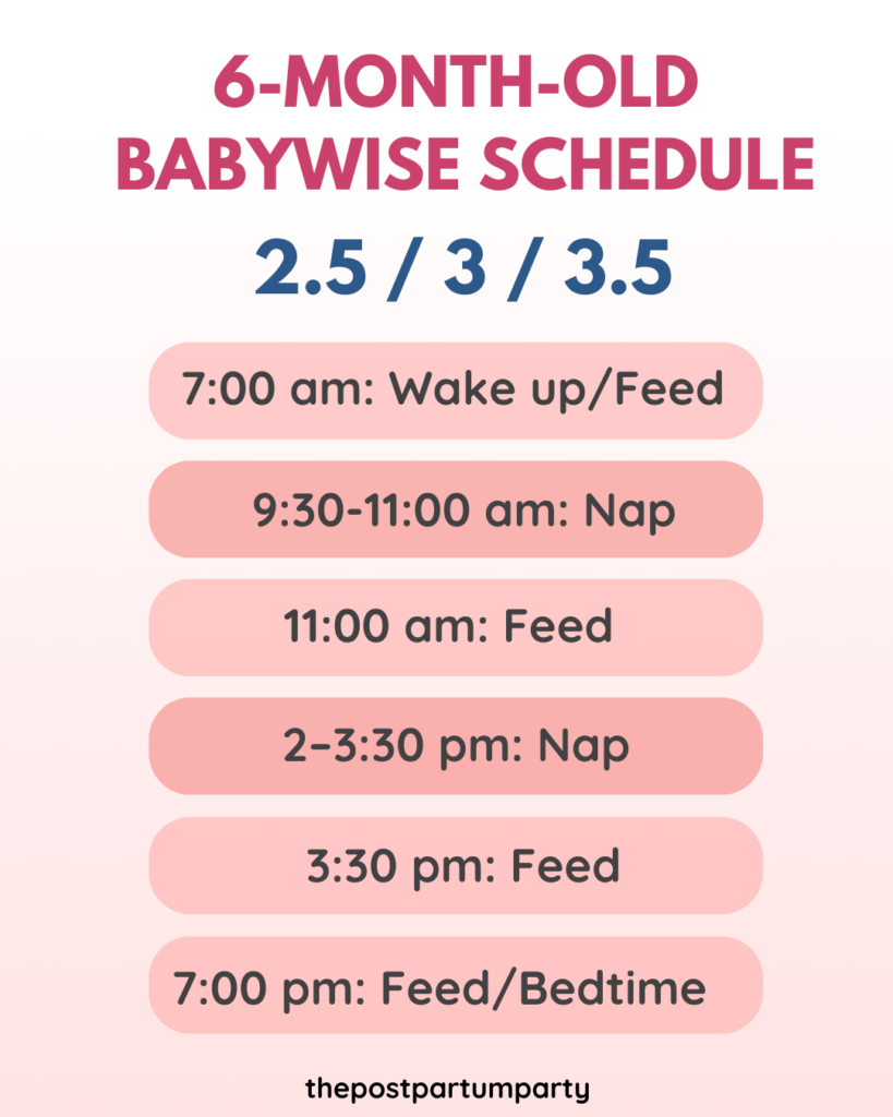 Babywise 6 month schedule 2.5/3/3.5