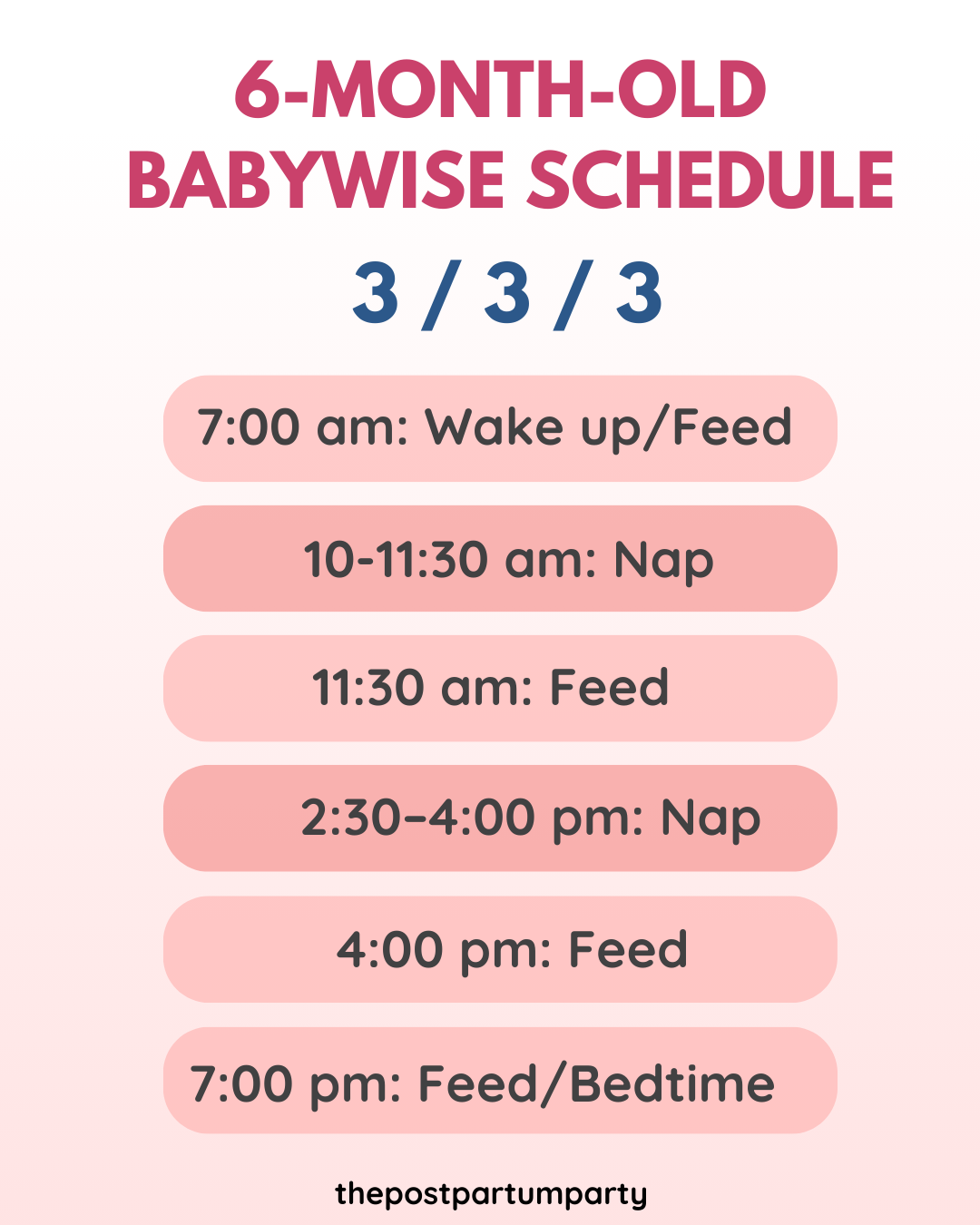 Babywise 6 Month Schedule (feeds+sleep) - The Postpartum Party